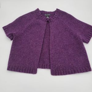 Alexander Bartlett Purple Wool Cardigan Sweater with eyelet closure